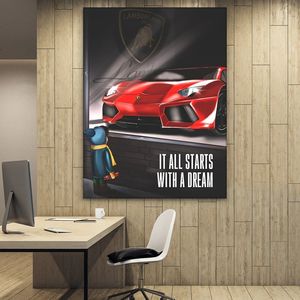 Tout commence par un rêve citation d'art mural motivation impression sur toile Inspiration décoration de chambre d'enfant adolescent rêve grand - Product Image 3