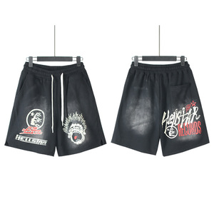 Shorts décontractés de haute qualité 320g de la marque américaine Hellstar, effet délavé et vieilli, pour hommes et femmes, Ius - Product Image 3