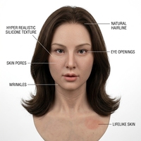 Masque de cosplay professionnel pour femme avec caractéristiques faciales hyper réalistes, masque de célébrité, masque en silicone réaliste