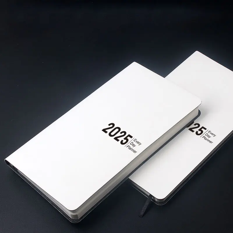2025 PU cuero calendario libro papelería 365 días bolsillo B6 planificador papel personalizado calendario diario cuaderno