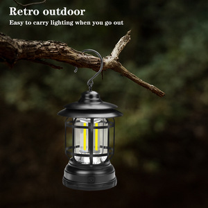Retro Outdoor Camping <b>Lantern</b> <b>Led</b> USB <b>Rechargeable</b> Hanging Light For Tent And Hiking - Product Image 1