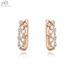 Nouveauté produits bijoux fins style Antique 18K or rose massif véritable diamant naturel boucle d'oreille pour cadeau pour femme - Product Image 1