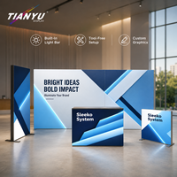 Boîte à lumière portable TIANYU pour stand d'exposition, affichage en tissu LED, cadre en aluminium, système de connexion de précision