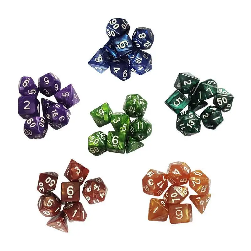Polyhedral Dungeons and Dragons RPG DND Sets Toys Family Party Roll Play 7pcs Per Set Board Game Marble Custom Dice