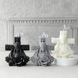 Vela Decorativa con Forma de Cruz de Rosas, Adorno de Mesa Único para el Hogar, Regalo para Fiestas de Inauguración de Casa - Product Image 4