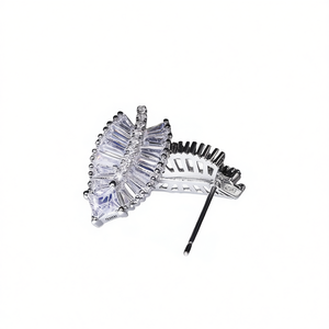 Pince à cheveux élégante Tiffany en strass blanc 13 cm, accessoires de coiffure pour femmes, style de haute qualité - Product Image 1