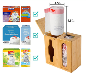2 in 1-porta sacchetti di plastica di bambù con grande capacità di stoccaggio e Design a parete - Product Image 3