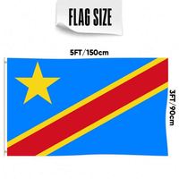 Drapeau de la République démocratique du Congo 3x5 pieds, bannière double face en tissu polyester 3 plis, imprimé numériquement