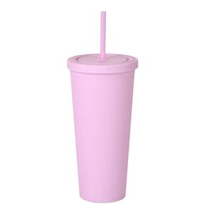 22oz Colored Acrylic Reusable Cups With Lids And Straws Double Wall Matte Plastic Bulk Tumblers