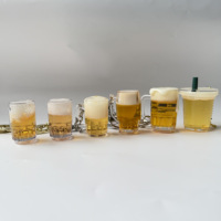 Porte-clés personnalisé en acrylique avec figurine flottante liquide, mini tasse à bière ou à thé au lait, effet sable mouvant, pour décorations de Noël, vente en gros