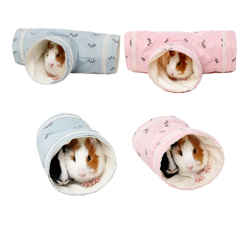 Jouets en forme de Hamster d'inde cochon, ensemble de 2/3 trous, Tunnel respirant et pliable, Cage de maison, jouets