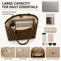Sac fourre-tout de luxe en velours côtelé imprimé léopard, sac fourre-tout élégant personnalisé, sac en velours côtelé tendance, sac de voyage et de shopping, vente en gros