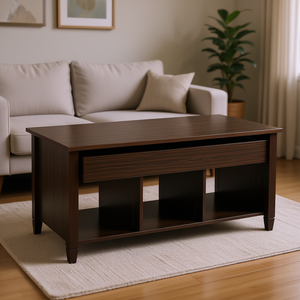 Tavolino da Caffè Moderno in Legno Marrone con Piano Sollevabile e Vano Portaoggetti, Arredamento per Soggiorno - Product Image 2