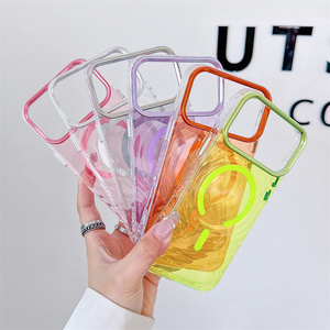 Funda Magnética Transparente con Ondas Neón para iPhone 17 16 15 14 Pro Max, Carcasa Trasera Antichoque de PC con Imán - Product Image 2