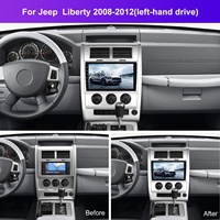 Podofo 10 pouces Android voiture stéréo 4 + 64G sans fil Carplay Android Auto pour Jeep Liberty 2008-2012 IPS DSP GPS FM RDS WIFI OEM