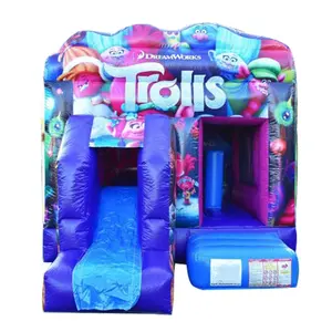 Birthday Party Rental Used Trolls Inflatable Kids Jumping Castle Popular Inflatable Bouncy House With Slide Combo On Sale