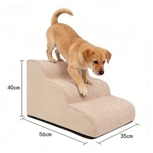 Moderne, stevige, hoogwaardige schuimhonden trappen met antislip treden, 2/3/4 treden, voor kleine & middelgrote honden en katten. - Product Image 1