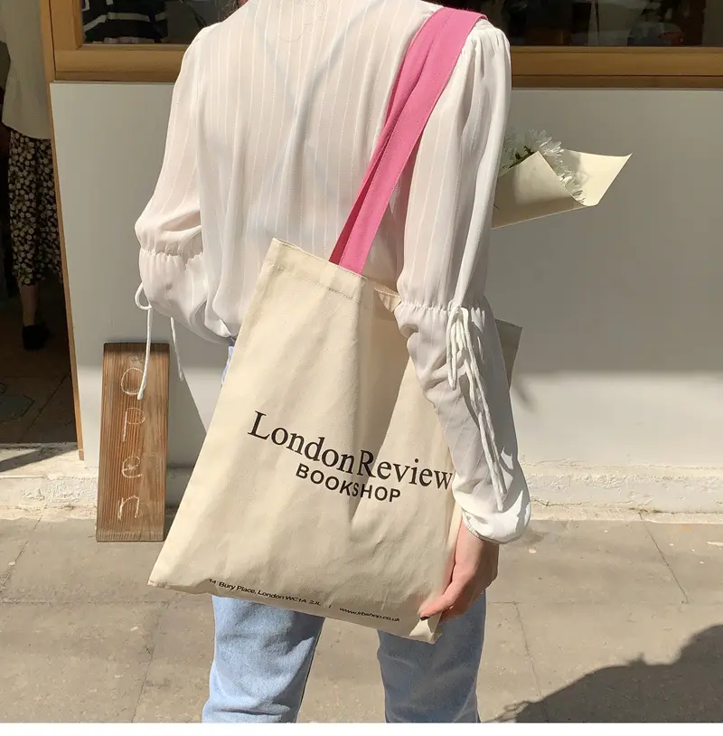 Quality fashion handle shopping cotton canvas bags plain korean canvas canvas cotton bag