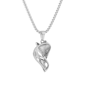 Fox Pendant Stainless Steel <b>Silver</b> Geometric Animal Design Pave Setting <b>Chain</b> Necklace For Men Women - Product Image 3