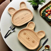 Assiettes en bois de fabrication chinoise, en forme de lapin mignon, créatives, pour fruits, collations et desserts, assiettes en bois faites à la main, assiette en bois pour enfants