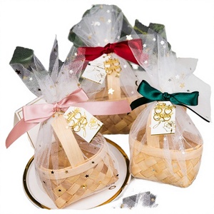 INS Style Recyclable Bamboo Baskets Candy Boxes Rustic Garden <b>Wedding</b> Pastoral Style Baby Full Moon Packaging Bags Gift <b>Packing</b> - Product Image 3