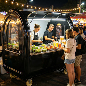 Camion de restauration mobile avec équipement de cuisine complet pour burgers, café, hot-dogs, pizzas et bar à café - Product Image 1