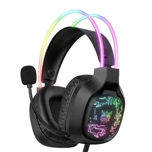<span class=keywords><strong>Onikuma</strong></span> หูฟัง X22แบบไดนามิกไฟ RGB <span class=keywords><strong>USB</strong></span> + 3.5mm แบบมีสายหูฟังครอบหูสเตอริโอลดเสียงรบกวนชุดหูฟังสำหรับเล่นเกมพร้อมไมโครโฟน - Product Image 1