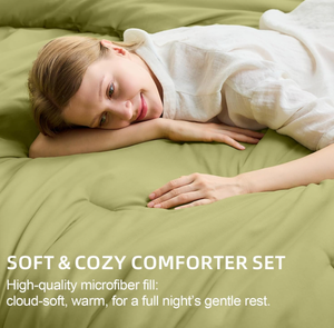 FUANNA Queen Comforter Set <strong>Olive</strong> <strong>Green</strong> Soft <strong>Bedding</strong> Sets Queen Size, All Season Lightweight Bed in a Bag with Comforter - Product Image 3