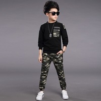 Nouveaux vêtements pour enfants, ensemble sportif printemps-automne pour enfants, uniformes militaires pour garçons, ensemble camouflage printemps deux pièces