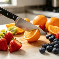 Lot de 5 couteaux de chef en acier inoxydable Tc Wholesale, couteaux à découper ergonomiques à manche creux, ensemble de couteaux de cuisine professionnels