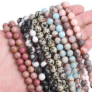 ลูกปัดหินกลมเรียบหลากสี4/6/8/10มม. สำหรับทำเครื่องประดับสร้อยข้อมือ - Product Image 1