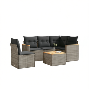 Ensemble de canapés de jardin gris en rotin PE, 4 places, résistant aux UV, design contemporain pour terrasse et jardin - Product Image 1