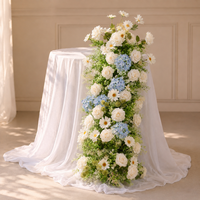 Centre de table de mariage moderne et romantique en fer cascade vert et blanc avec fleurs d'hortensia et de roses, vente en gros, conception personnalisée, direct usine