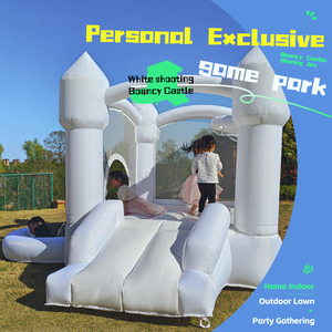 Château gonflable blanc avec toboggan et souffleur d'air pour enfants, mariages, fêtes d'anniversaire - Product Image 5