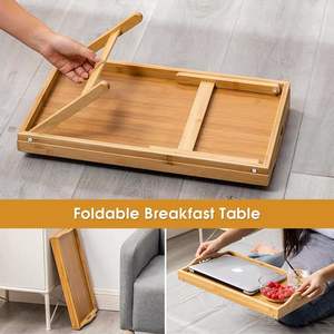 Table de lit en bambou, grands plateaux de petit-déjeuner 50x30CM avec pieds pliables, utilisation polyvalente comme table de lit - Product Image 4
