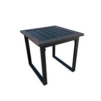 Produit phare : Table basse carrée moderne en rotin tressé marron PE, légère, KD, classique, durable, pour intérieur/extérieur, hôtel, terrasse, patio