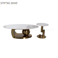 Table basse ovale en pierre frittée et marbre, style nordique doré, luxe moderne, pour salon, Foshan Furniture
