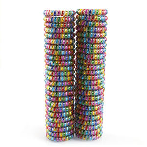 Vente en gros de bandeaux pour <span class=keywords><strong>cheveux</strong></span> en fil téléphonique arc-en-ciel de 5,5 cm, <span class=keywords><strong>spirale</strong></span>, porte-queue de cheval, élastique, attaches pour <span class=keywords><strong>cheveux</strong></span> en <span class=keywords><strong>spirale</strong></span> pour distributeur - Product Image 5