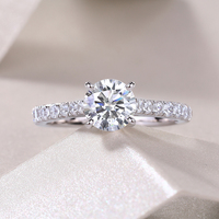 VVS1 D-Color prix de gros 1CT 2CT 3CT bague de mariage de luxe incrustation avec bague de coupe ronde en diamant Moissanite