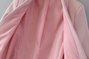 गर्मियों में शरद ऋतु सुरुचिपूर्ण महिलाओं Workwear गुलाबी रंगीन जाकेट तीन चौथाई आस्तीन नियमित रूप से फिट Minimalist कार्यालय महिलाओं रंगीन जाकेट - Product Image 4