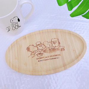Snoopy And <b>Brothers</b> Bamboo Oval Tray For Fruit Dessert Serving Home Decorative Tray - Product Image 2