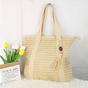 <b>Summer</b> Vacation Sea Beach Ladies Bucket <b>Straw</b> Woven Handbag Large Capacity High-End Handmade Woven <b>Bag</b> Simple Shoulder <b>Straw</b> <b>Bag</b> - Product Image 6
