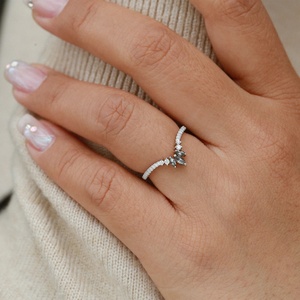 <span class=keywords><strong>Rebecca</strong></span> Ensemble de bagues de fiançailles en argent sterling 925 avec diamants, sel et poivre Ensembles de bagues de cerf-volant - Product Image 6