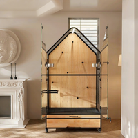 Villa de luxe mobile pour perroquet, grande cage à oiseaux, structure en bois massif, panneaux en verre, maison d'intérieur pour animaux, habitat pour furets