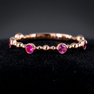 Anillo de Boda de Diamantes de Fantasía de Estilo Clásico Vintage con Zafiro Rosa Natural en Oro Rosa de 18K, Joyería Fina al por Mayor - Product Image 2