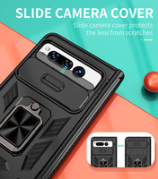 Étui de téléphone pliable 2 en 1 en TPU PC, résistant aux chocs, avec support métallique rotatif, couvercle à charnière coulissante, protection complète pour Google Pixel Fold