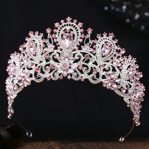 Nouvelle Couronne de Mariée QS 2025 de Haute Qualité, Accessoire Cheveux en Alliage avec Strass et Cristaux Roses, Diadèmes - Product Image 1