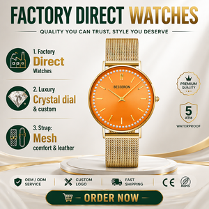 Ensemble de montres-bracelets de luxe pour femmes en or micro-pavé, design diamant, personnalisable, en cuir, idée cadeau pour jeune femme, verre quartz - Product Image 2