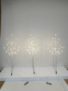 Décoration de Noël scintillante 24 Led <span class=keywords><strong>bouleau</strong></span> lumière blanc chaud éclairer brindille arbre à piles lumières de décoration de table - Product Image 5