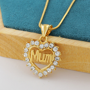 FS High Quality 18K Gold Plated Brass Women's Jewelry Hot Sale Heart <strong>Mum</strong> Pendant Zircon Stone Perfect Fashion Pendants <strong>Charms</strong> - Product Image 1